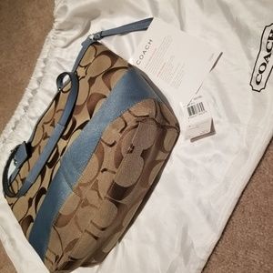 Cute Tan/blue Coach bucket handbag